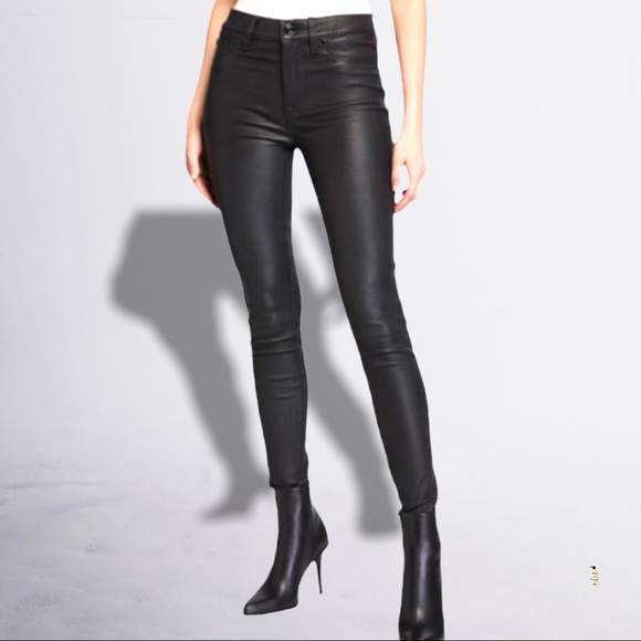 COPY - CACHÉ HIGHRISE VEGAN LEATHER SKINNY JEANS PANTS SZ 0 Black - Picture 3 of 11